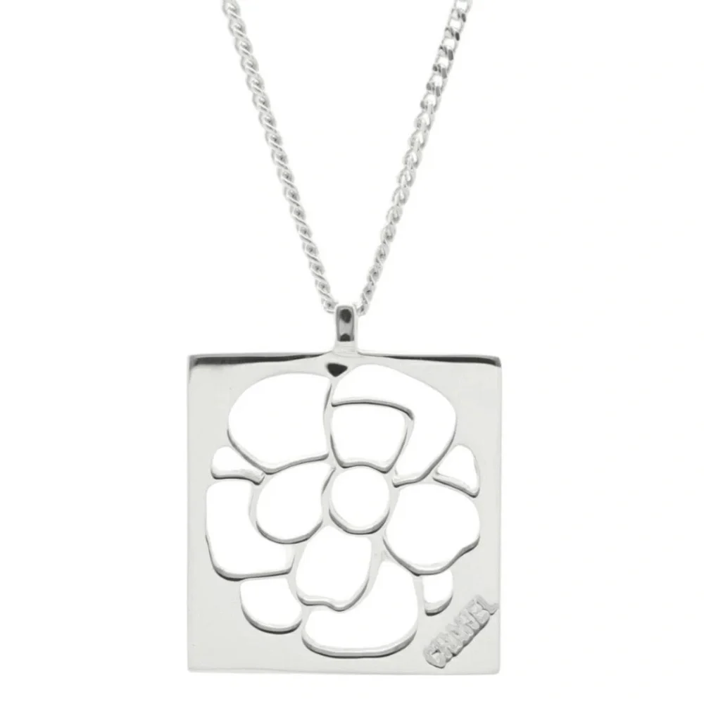 CHANEL Open Camillia 925 Sterling Silver Necklace